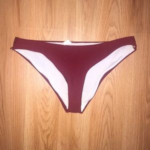 Ribbed Maroon Cheeky Bikini Bottom
